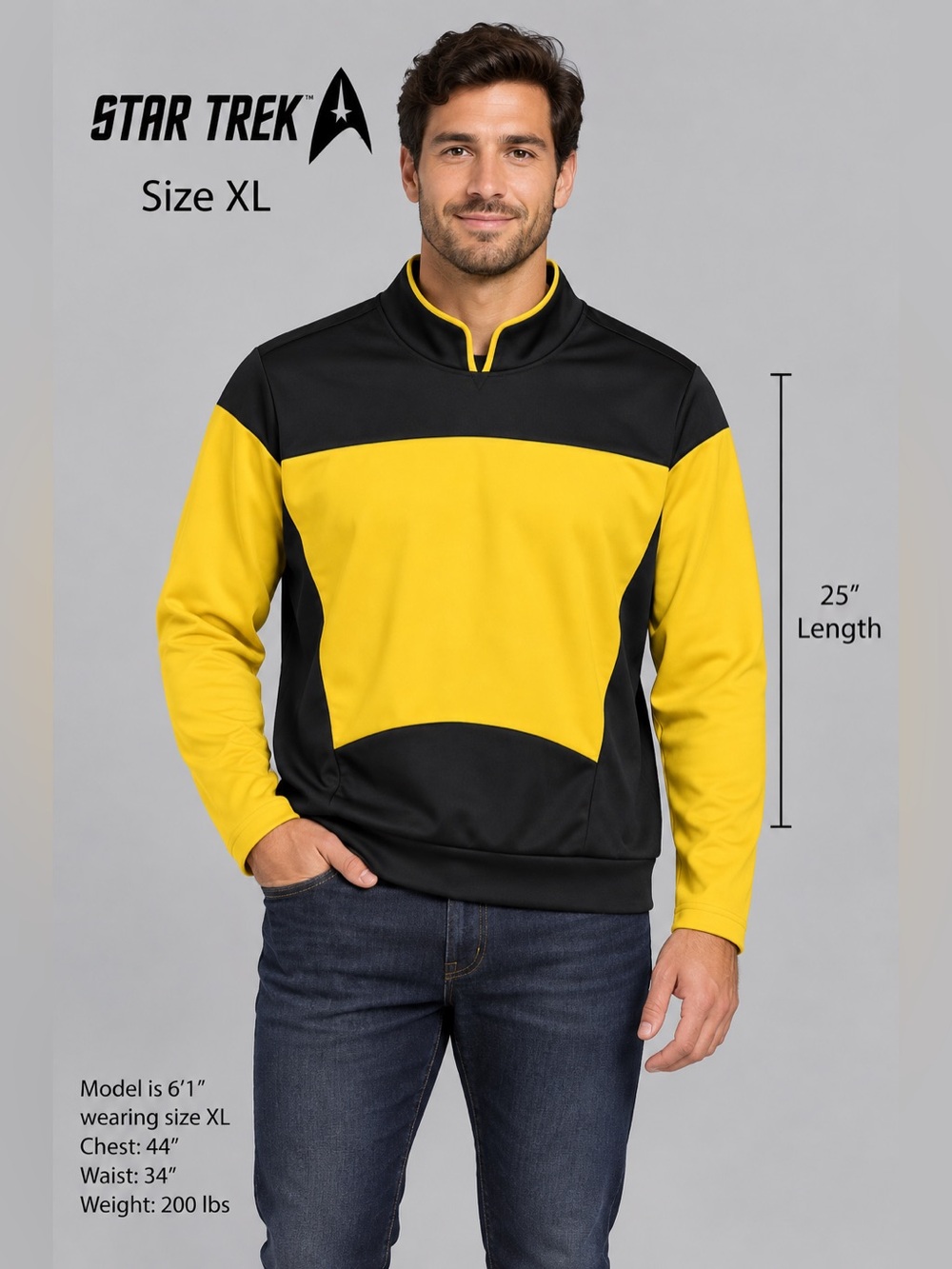 Star Trek Men's/Unisex XL Black & Yellow
Colorblock Pullover Sweater